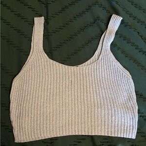 SHEIN Cream Ribbed Sleeveless Crop Tank Top